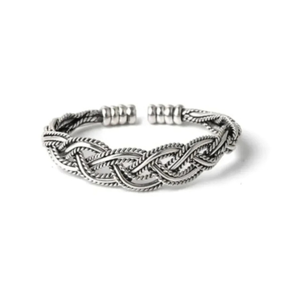 Jewelry - 925 Sterling Silver Braided Modern Twist Cuff Bracelet Silver Bangle Bracelet